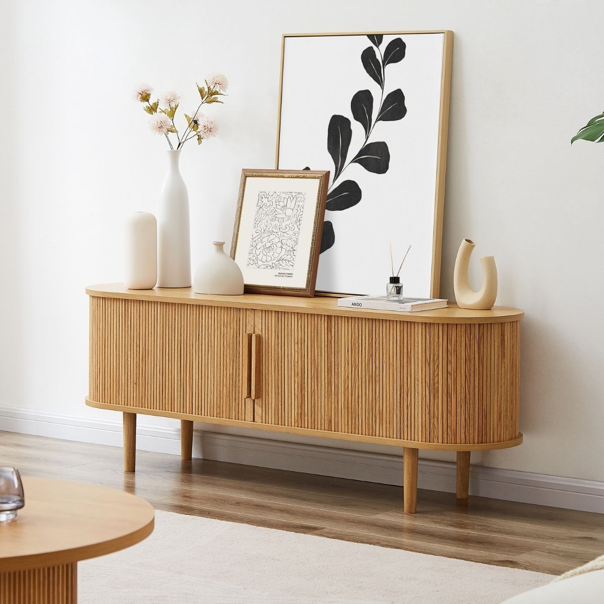 Tate Column TV Stand in Natural 160cm - Cosy Abode