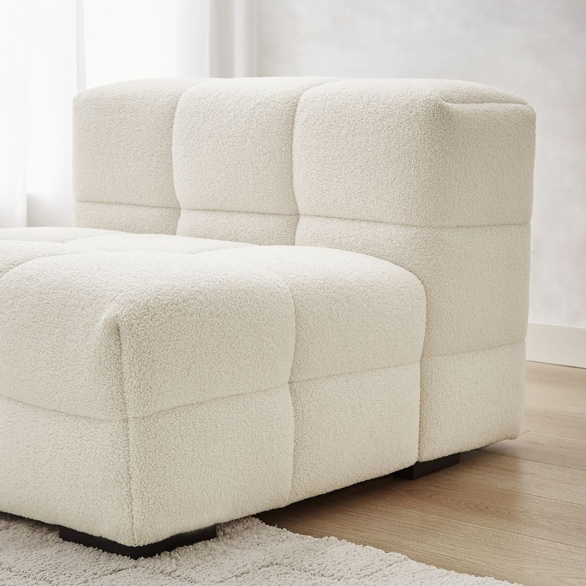 Travis White Boucle Fabric Armchair - Cosy Abode