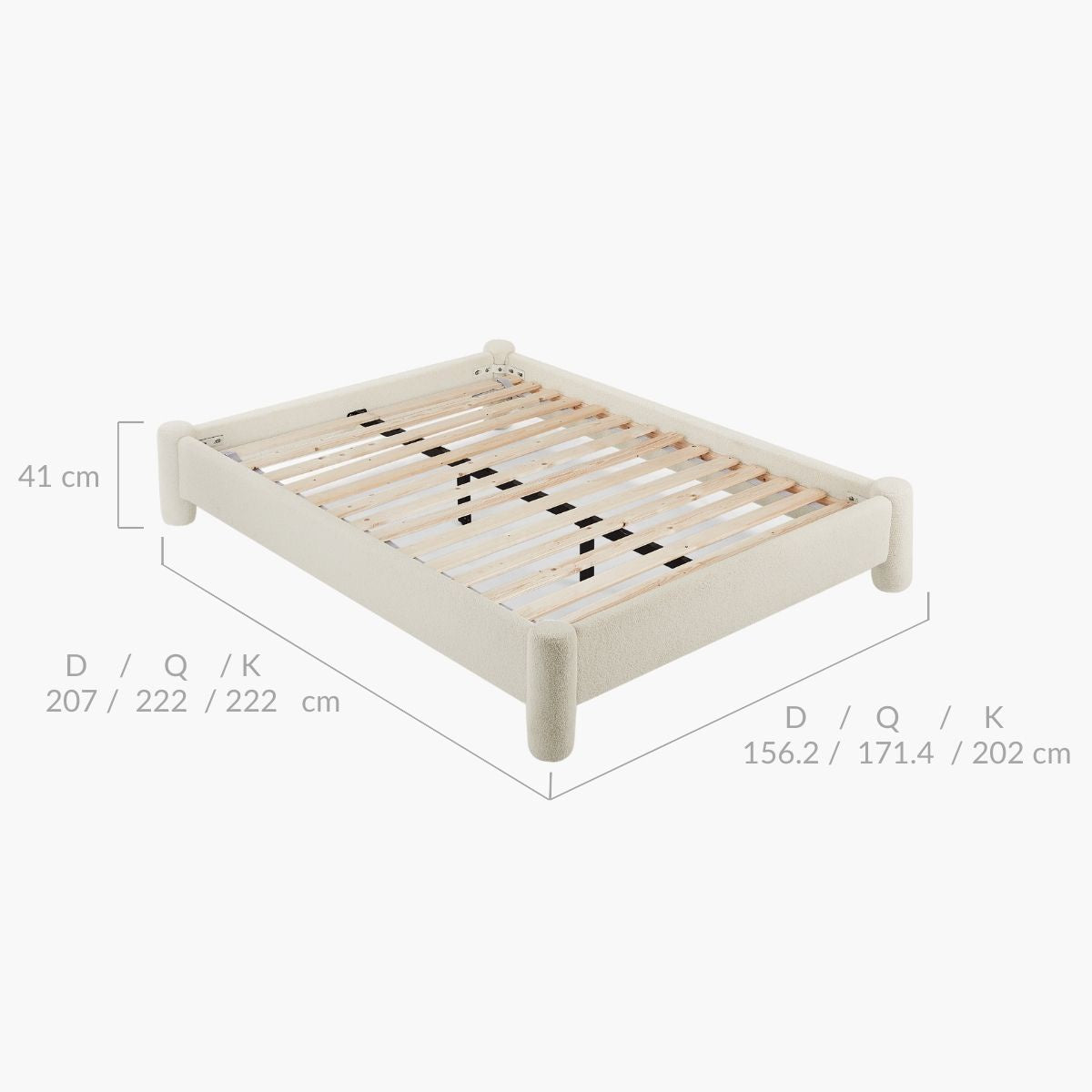 Zara Modern Boucle Fabric Bed Base - Double - Cosy Abode