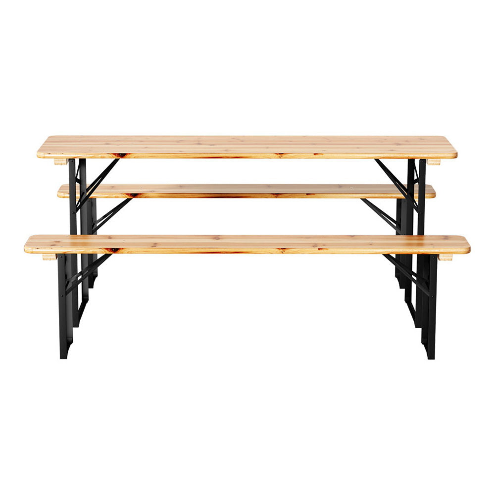 Gardeon 3 PCS Outdoor Furniture Dining Set Lounge Setting Patio Wooden Bench - Cosy Abode