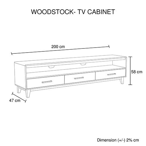 TV Cabinet with 3 Storage Drawers with Shelf in Wooden Entertainment Unit in Light Brown Colour - Cosy Abode