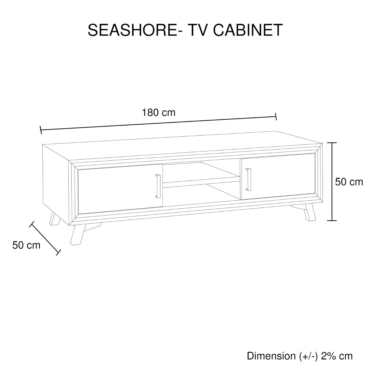 TV Cabinet with 2 Storage Drawers Cabinet Solid Acacia Wooden Entertainment Unit in Sliver Bruch Colour - Cosy Abode