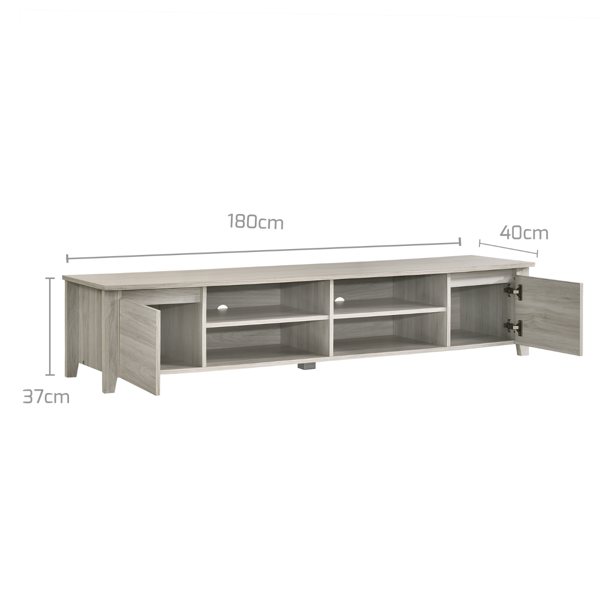 TV Stand Entertainment Unit 180cm In White Oak - Cosy Abode