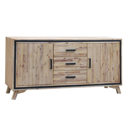 Buffet Sideboard in Silver Brush Colour with Solid Acacia & Veneer Wooden Frame Storage Cabinet with Drawers - Cosy Abode