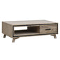 Coffee Table Solid Wood Acacia & Veneer Frame 2 Drawers Storage Sliver Brush Colour - Cosy Abode
