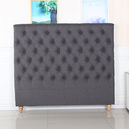 Bed Head Queen Size French Provincial Headboard Upholsterd Fabric Charcoal - Cosy Abode