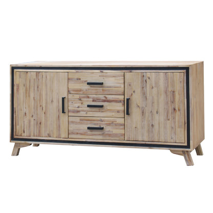 Buffet Sideboard in Silver Brush Colour with Solid Acacia & Veneer Wooden Frame Storage Cabinet with Drawers - Cosy Abode