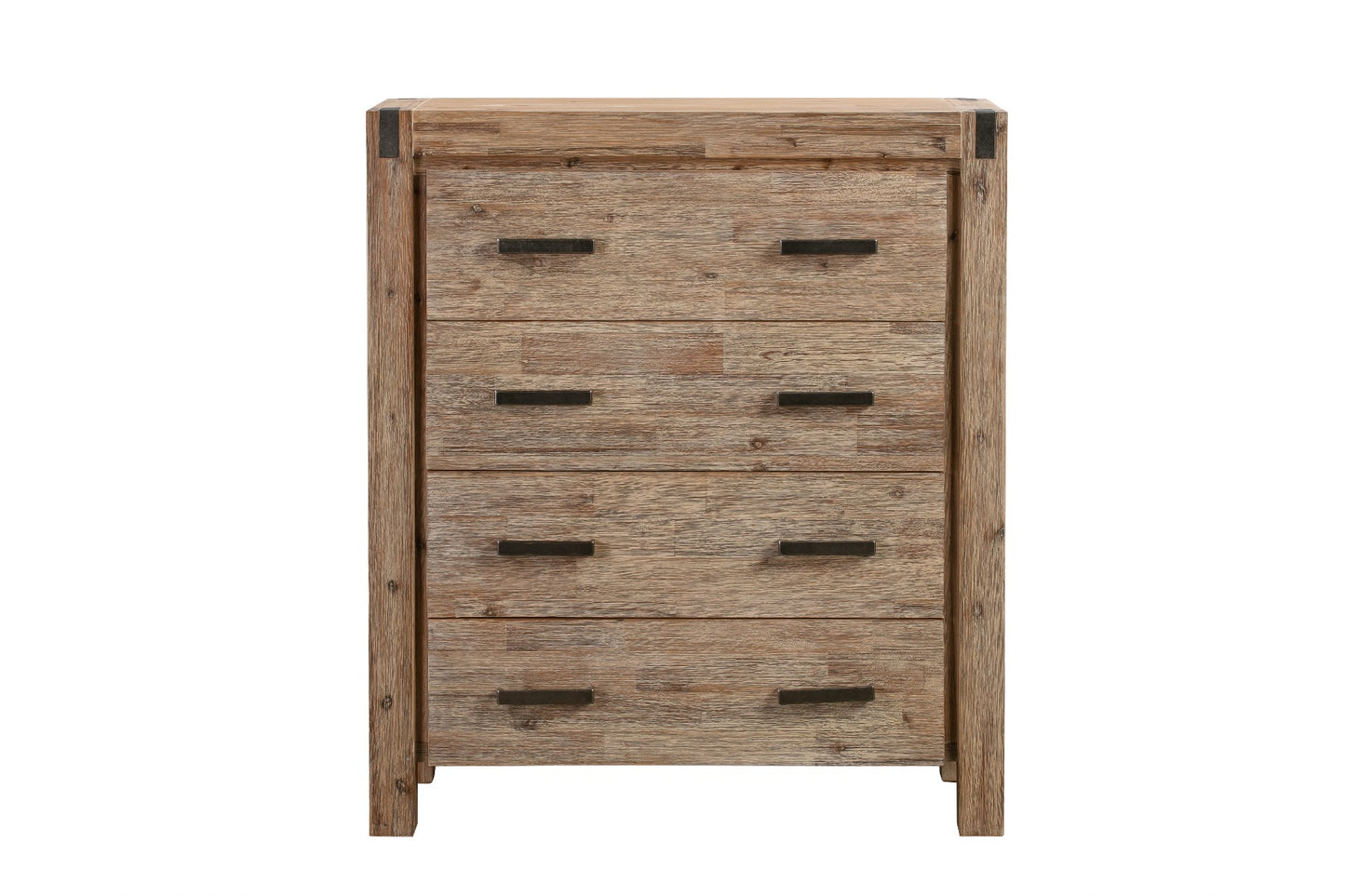 Tallboy with 4 Storage Drawers Assembled in Oak Colour Solid Wooden - Cosy Abode