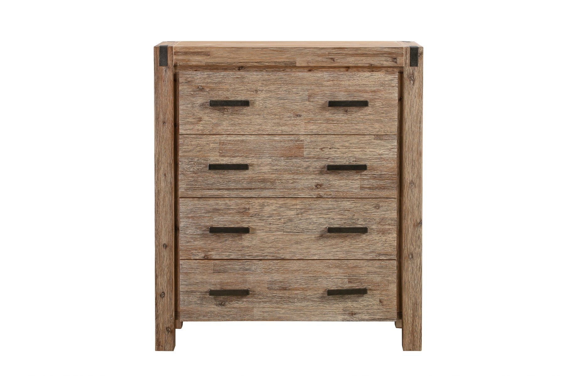 Tallboy with 4 Storage Drawers Assembled in Oak Colour Solid Wooden - Cosy Abode