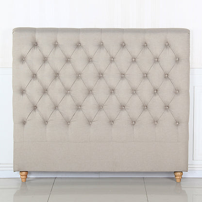 Bed Head Queen Size French Provincial Headboard Upholsterd Fabric Beige - Cosy Abode