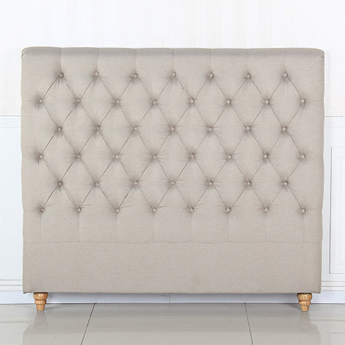 Bed Head Queen Size French Provincial Headboard Upholsterd Fabric Beige - Cosy Abode