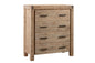 Tallboy with 4 Storage Drawers Assembled in Oak Colour Solid Wooden - Cosy Abode