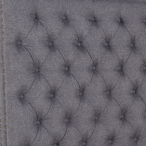 Bed Head Queen Size French Provincial Headboard Upholsterd Fabric Charcoal - Cosy Abode