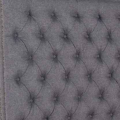 Bed Head Queen Size French Provincial Headboard Upholsterd Fabric Charcoal - Cosy Abode