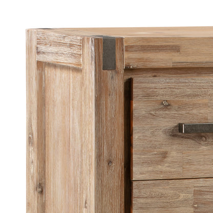 Tallboy with 4 Storage Drawers Assembled in Oak Colour Solid Wooden - Cosy Abode