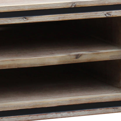 TV Cabinet with 2 Storage Drawers Cabinet Solid Acacia Wooden Entertainment Unit in Sliver Bruch Colour - Cosy Abode