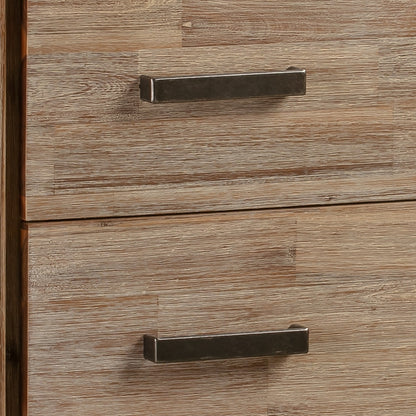 Tallboy with 4 Storage Drawers Assembled in Oak Colour Solid Wooden - Cosy Abode