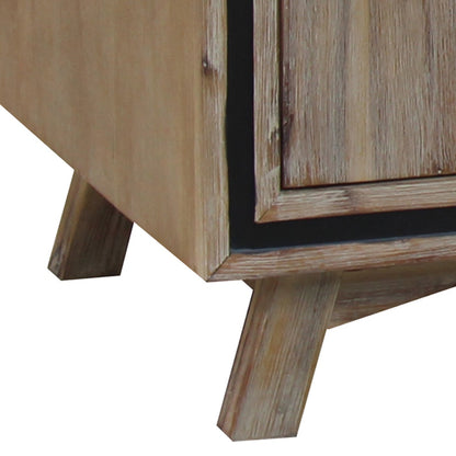 TV Cabinet with 2 Storage Drawers Cabinet Solid Acacia Wooden Entertainment Unit in Sliver Bruch Colour - Cosy Abode