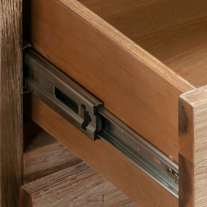 Tallboy with 4 Storage Drawers Assembled in Oak Colour Solid Wooden - Cosy Abode