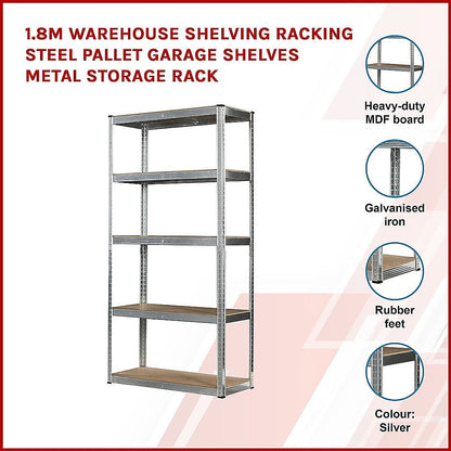 1.8M Warehouse Shelving Racking Steel Pallet Garage Shelves Metal Storage Rack - Cosy Abode