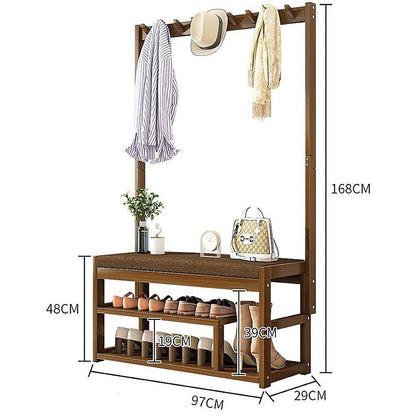 100cm Hallway Bench Coat Rack Stand Multifunctional Hall Shelf Entryway - Cosy Abode