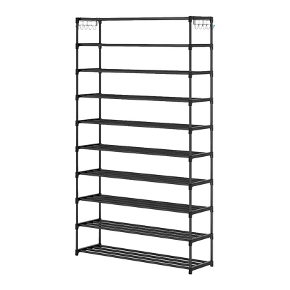 10 Tier Black Shoe Rack Metal Shoe Storage Organizer Rack 50-Pair Large Capacity - Cosy Abode