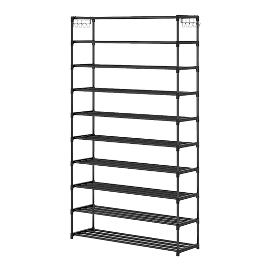 10 Tier Black Shoe Rack Metal Shoe Storage Organizer Rack 50-Pair Large Capacity - Cosy Abode