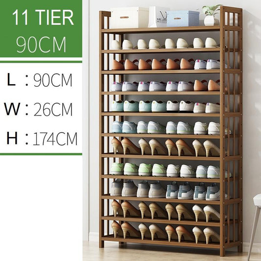 11 Tier Tower Bamboo Wooden Shoe Rack Corner Shelf Stand Storage Organizer - Cosy Abode