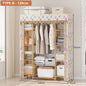 120cm Width Bamboo Clothes Rack Garment Closet Storage Organizer Hanging Rail Shelf Fabric Dustproof Cover - Cosy Abode