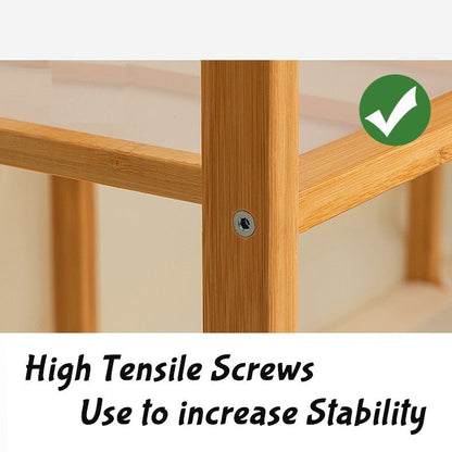 120cm Width Bamboo Clothes Rack Garment Closet Storage Organizer Hanging Rail Shelf Fabric Dustproof Cover - Cosy Abode