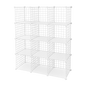 12 Cube Wire Grid Organiser Bookcase Storage Cabinet Wardrobe Closet White - Cosy Abode