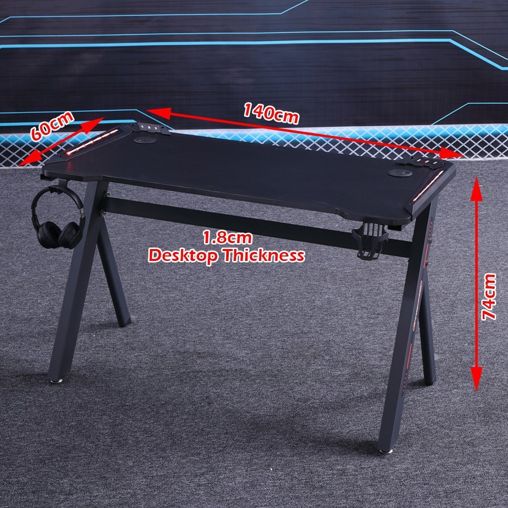 140cm RGB Gaming Desk Desktop PC Computer Desks Desktop Racing Table Office Laptop Home AU - Cosy Abode