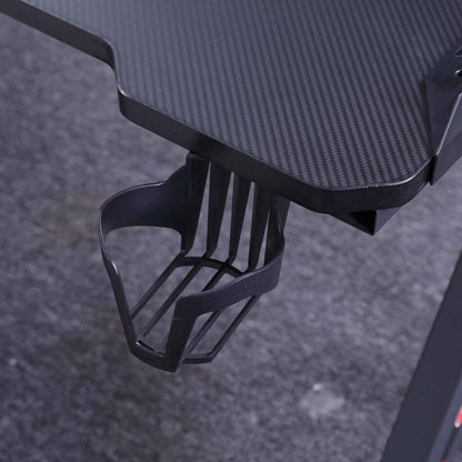 140cm RGB Gaming Desk Home Office Carbon Fiber Led Lights Game Racer Computer PC Table Y-Shaped Black - Cosy Abode
