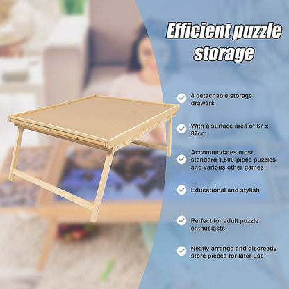 1500 Piece Puzzle Board, 70cm x 90cm Wooden Jigsaw Puzzle Table with Legs - Cosy Abode