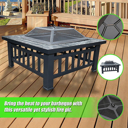 18" Square Metal Fire Pit Outdoor Heater - Cosy Abode