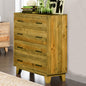 Tallboy with 4 Storage Drawers in Wooden Light Brown Colour - Cosy Abode