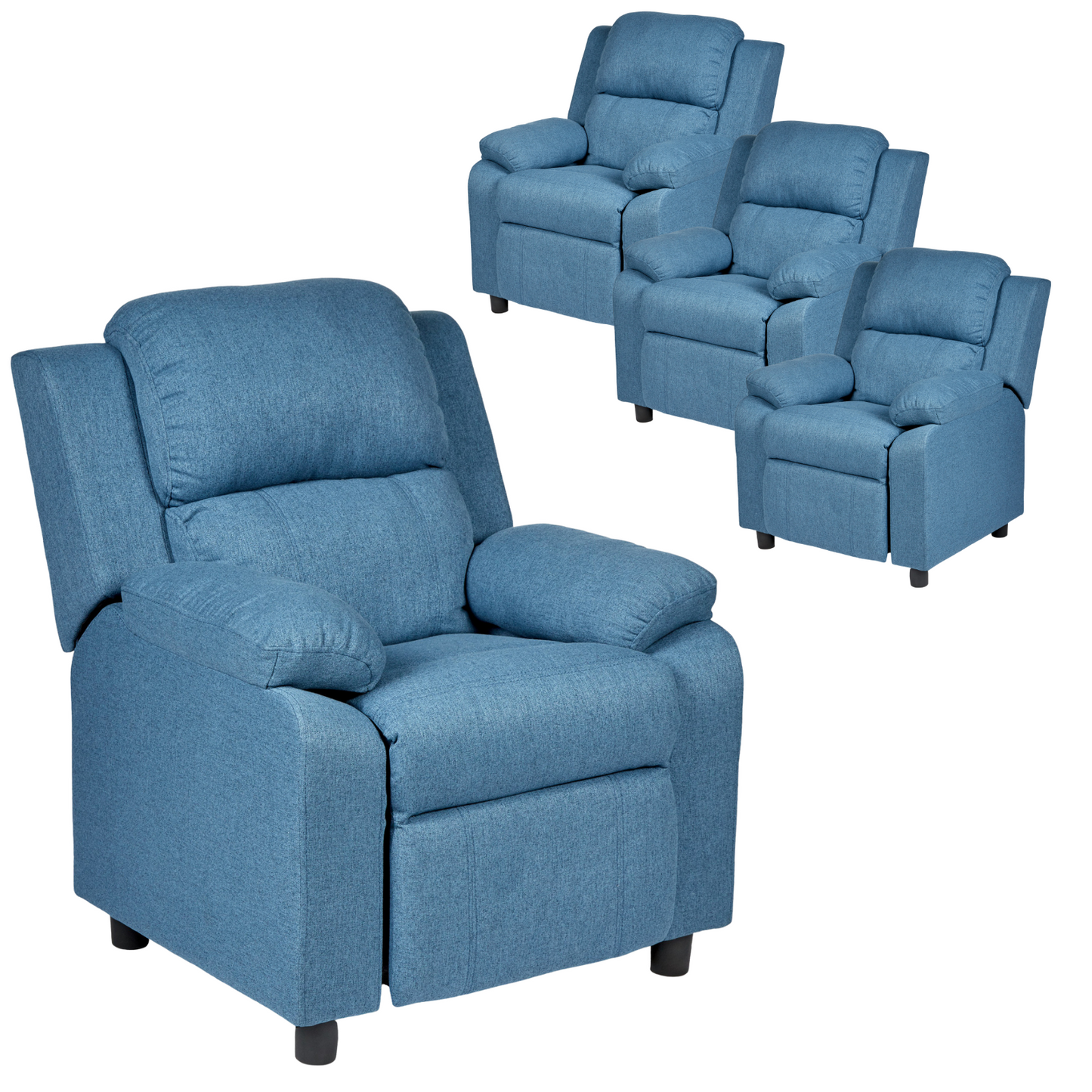 1 Set of 4 Erika Navy Blue Adult Recliner Sofa Chair Blue Lounge Couch Armchair Furniture - Cosy Abode