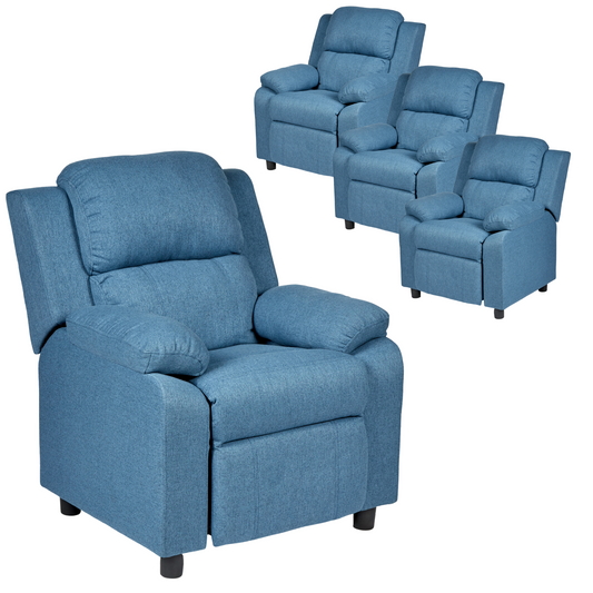 1 Set of 4 Erika Navy Blue Adult Recliner Sofa Chair Blue Lounge Couch Armchair Furniture - Cosy Abode
