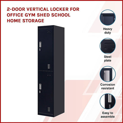 2-Door Vertical Locker for Office - Black - Cosy Abode