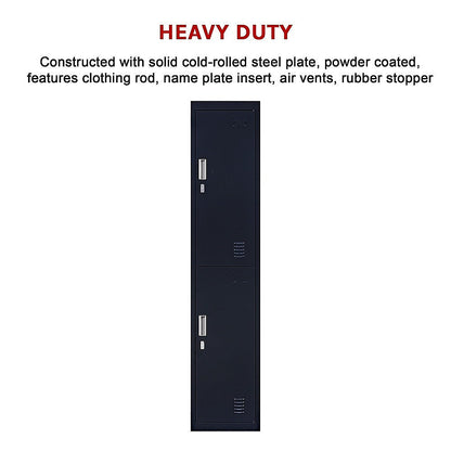 2-Door Vertical Locker for Office - Black - Cosy Abode
