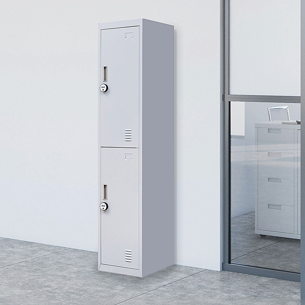 2-Door Vertical Locker for Office - Grey - Cosy Abode