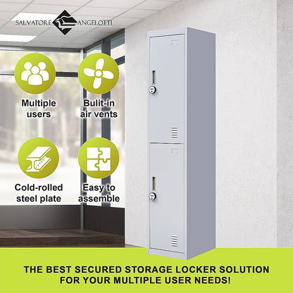 2-Door Vertical Locker for Office - Grey - Cosy Abode