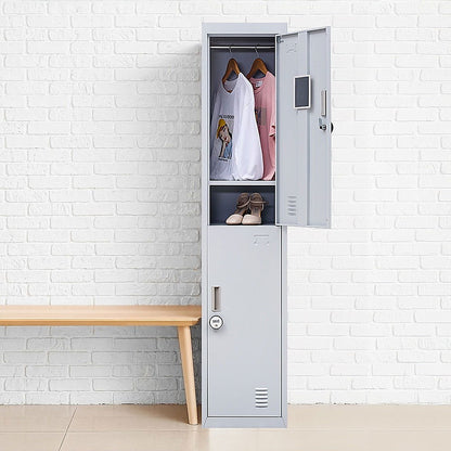2-Door Vertical Locker for Office - Grey - Cosy Abode