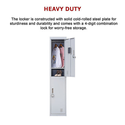 2-Door Vertical Locker for Office - Grey - Cosy Abode