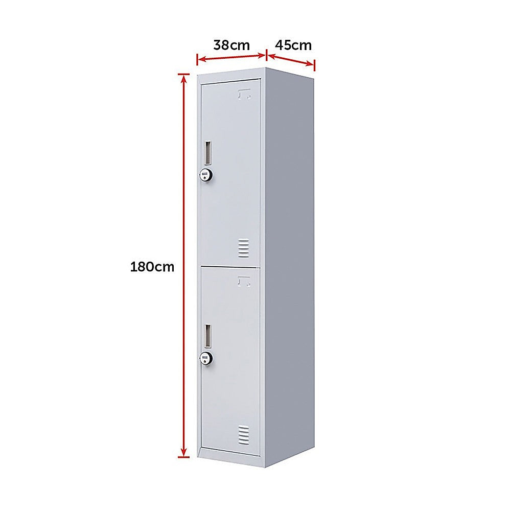 2-Door Vertical Locker for Office - Grey - Cosy Abode