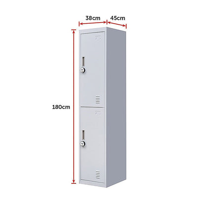 2-Door Vertical Locker for Office - Grey - Cosy Abode