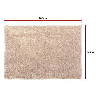 200x140cm Floor Rugs Large Shaggy Rug Area Carpet Bedroom Living Room Mat - Beige - Cosy Abode