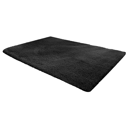 200x140cm Floor Rugs Large Shaggy Rug Area Carpet Bedroom Living Room Mat - Black - Cosy Abode