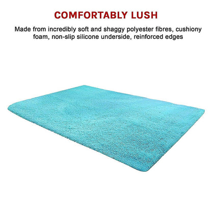 200x140cm Floor Rugs Large Shaggy Rug Area Carpet Bedroom Living Room Mat - Turquoise - Cosy Abode
