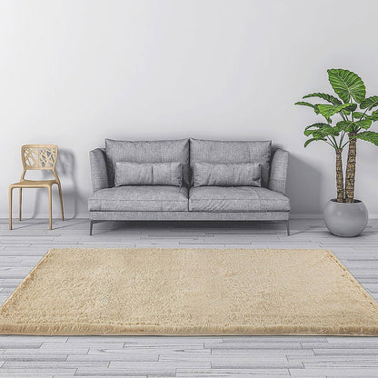 230x160cm Floor Rugs Large Shaggy Rug Area Carpet Bedroom Living Room Mat - Beige - Cosy Abode